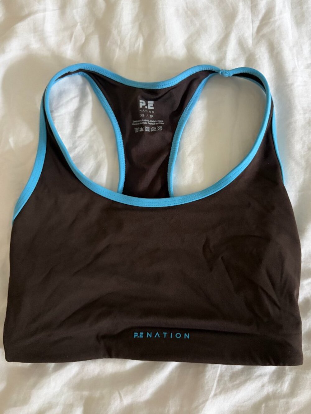 P.E Nation Black & Blue Racerback Sports Bra XS